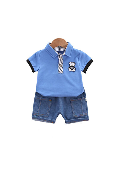 MINIMEAccessories Kids’ Summer 2-Piece Set | 18-24 Months | Light Blue Polo &...
