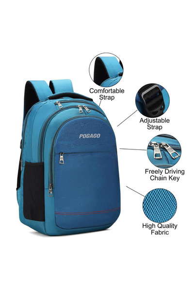 POGAGO حقيبة ظهر مدرسية مقاومة للماء مع جيب للكمبيوتر المحمول | حقيبة سفر خفيفة الوزن من البوليستر سعة 35 لترًا