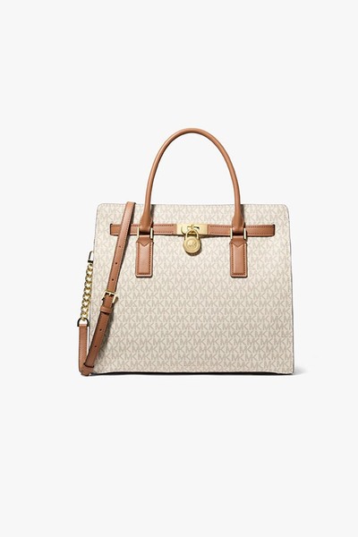 Michael Kors Kadın Borsa a Mano Monogram Desenli Çanta - Krem/Kahve