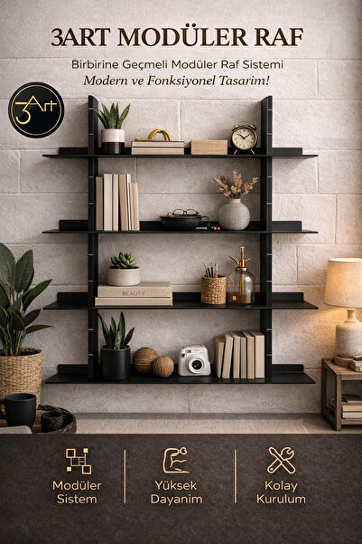 3Art Metal Dekorasyon Tic.Ltd.Şti Çok Katlı Duvar Rafı – Modern Mutfak & Salon Raf Sistemi