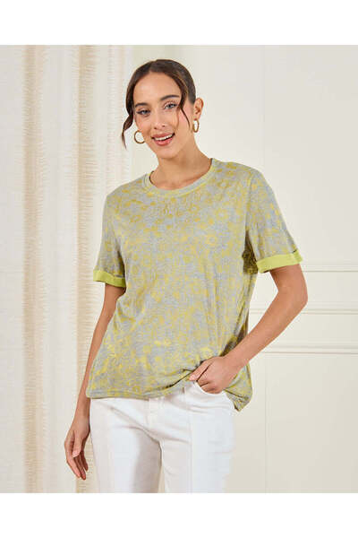 REDTAG Women Grey Printed Jersey Top