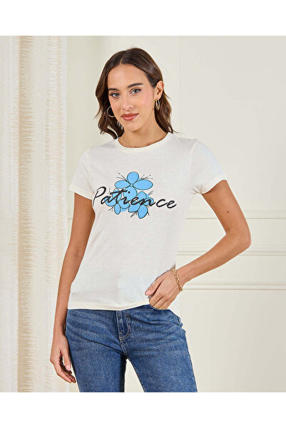 REDTAG Women White Printed T-Shirt