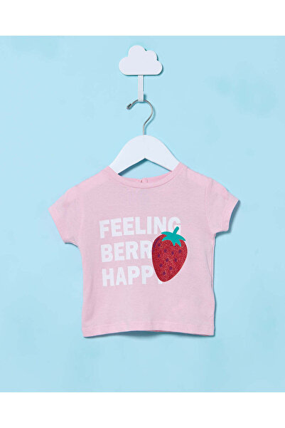 REDTAG تي شيرت وردي مطبوع للبنات الرضع