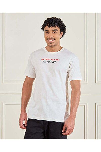 REDTAG Men White Printed T-Shirt