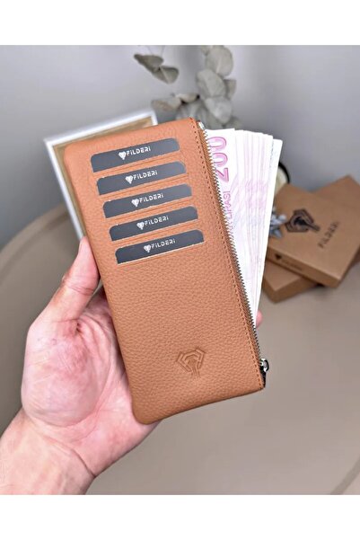 Fil Deri Genuine Leather Long Card Holder with Coin Compartment 2127