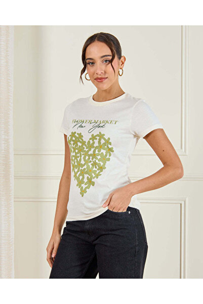 REDTAG Women White Printed T-Shirt