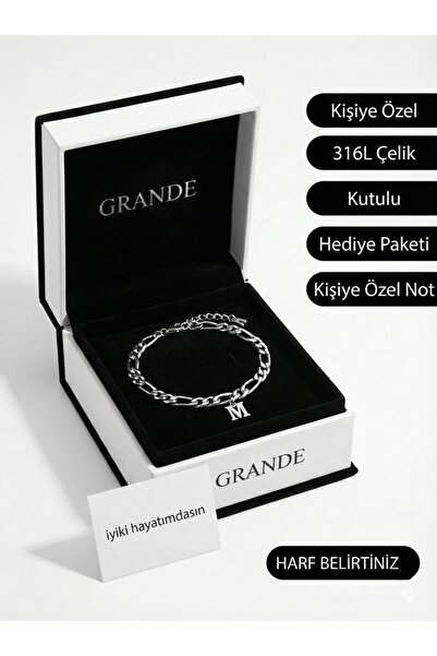 GrandeAccessory Sevgililer gününe Kişiye özel Harfli Bileklik – 316L Çelik, K...