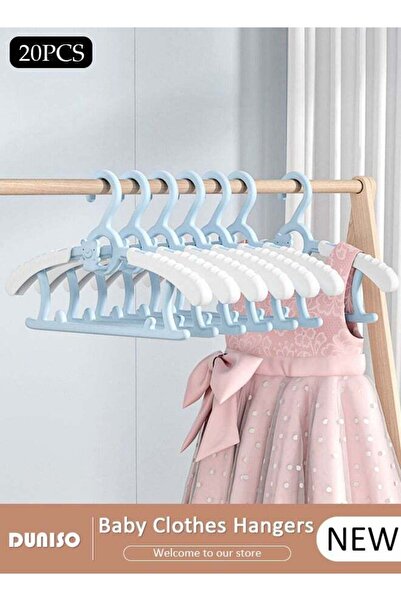 DOMEET 20 قطعة من شماعات ملابس الأطفال، شماعات قابلة للتمدد للأطفال، شماعات قابلة للتكديس غير قابلة للانزلاق للأطفال، إعلان