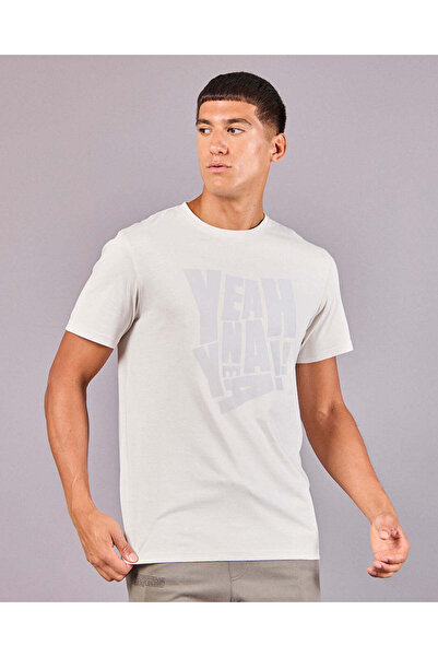 REDTAG Men White Basic Graphic T-Shirt
