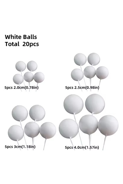 Choice1 ٢٠ قطعة من زينة الكيك البيضاء على شكل كرات، ٢٠ قطعة من البالونات الصغ...