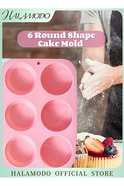 HALAMODO 6 Round Shape Mold Pink 19.3x5x13.2centimeter