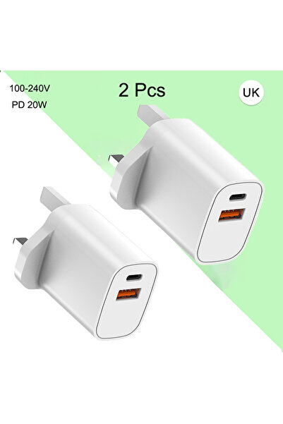 EHOME شاحن جداري سريع الشحن بقوة 20 واط بمنفذ USB-C ومنفذ USB-A (المملكة المت...