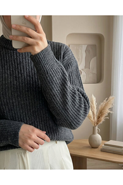 Modamorfo Ribbed Long Knit Sweater - Smoked