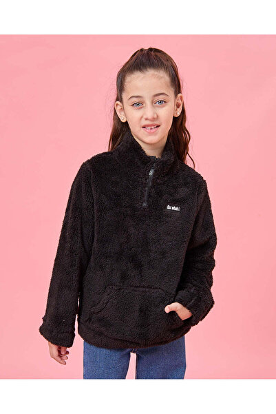 REDTAG Girls Black Textured Pullover
