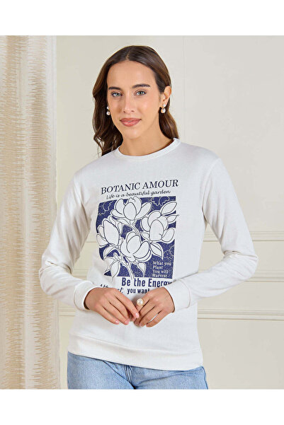 REDTAG Women White Printed Sweatshirt