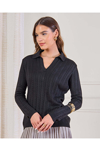 REDTAG Women Black Knitted Top