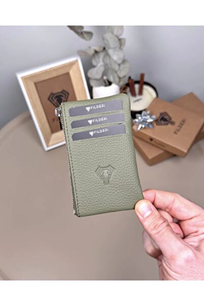 Fil Deri Genuine Leather Zippered Mini Card Holder with Coin Compartment 2126