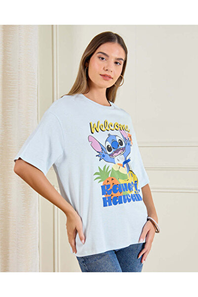 REDTAG Women Stitch Graphic Oversized T-Shirt