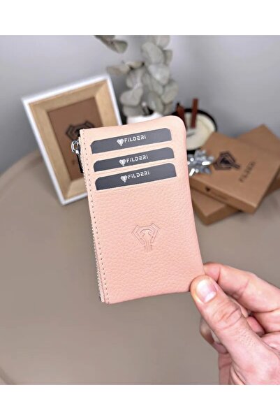 Fil Deri Genuine Leather Zippered Mini Card Holder with Coin Compartment 2126