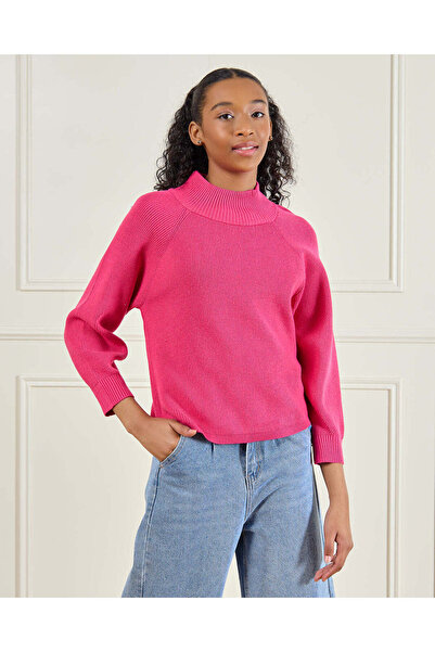 REDTAG Senior Girls Plain Pink High Neck Pullover