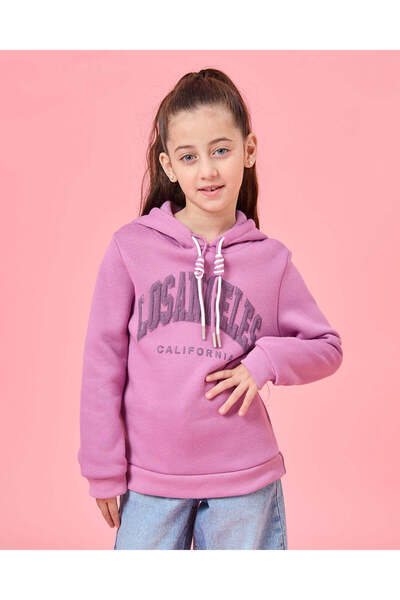 REDTAG Girls Pink Embroidered Hooded Sweatshirt