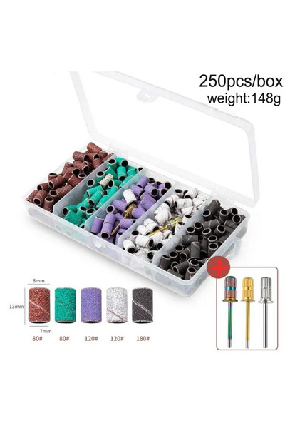 Choice5 250 قطعة من حلقات صنفرة الأظافر بدرجات خشونة 80# و120# و180#، رأس مثق...
