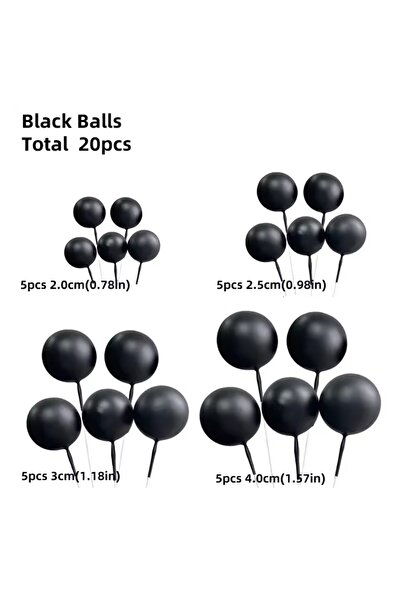 choice2 ٢٠ قطعة زينة كعكة على شكل كرات سوداء، ٢٠ قطعة زينة كعكة على شكل كرات ...