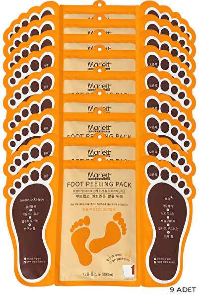 Marlett Foot Peeling Pack - Professıonal Çorap Tipi Ayak Peeling Maskesi 9 Adet