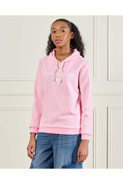 REDTAG Senior Girls Pink Hooded Sweatshirt