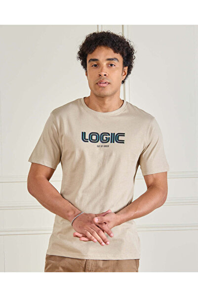 REDTAG تي شيرت رجالي أساسي باللون البيج