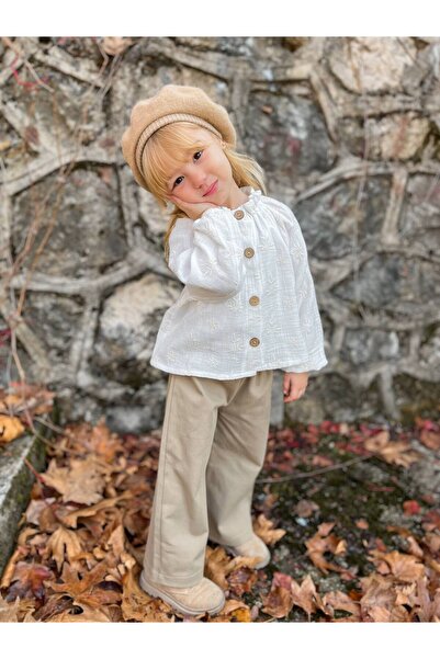 NOBLEKIDS Embroidered Muslin Shirt & Gabardine Pants Set – Girls, Ages 2–6