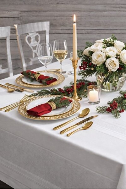 Hevia Home مفرش طاولة طعام من البوليستر المقاوم للماء بدون خياطة