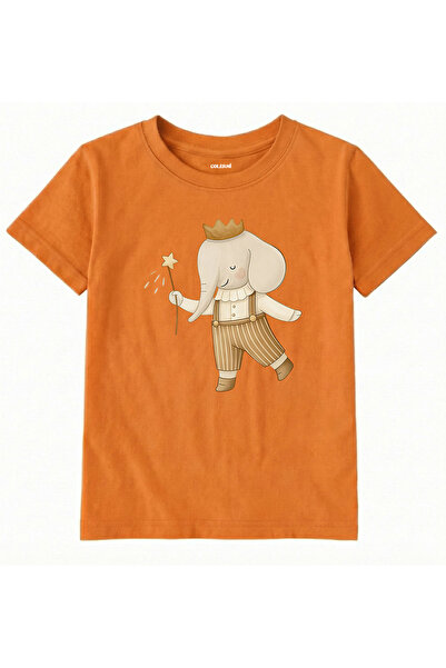 Colermi تي شيرت للأطفال من القماش القطني – الأمير الفيل ذو التاج مطبوع
