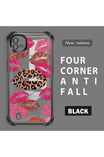 ucuc حافظة واقية من السيليكون الشفاف المتوافقة مع Realme C20/C20A بأنماط الشفاه