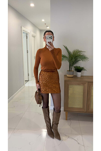 BİRCANÇİL Jossa Tile Mini Sequin Skirt