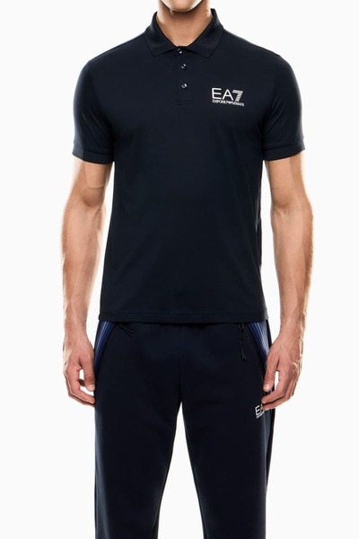EA7 Erkek Tam Kalıp Kısa Kollu Polo Yaka T-Shirt - Lacivert