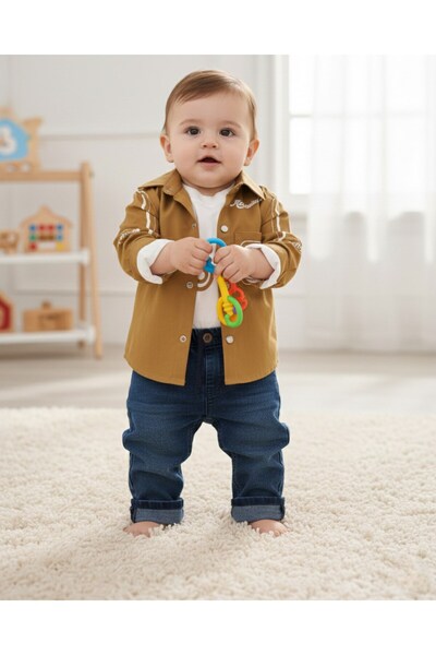 voyyo kids baby Baby Boy's Stylish 3-Piece Holiday Set with Shirt, Badge, and...