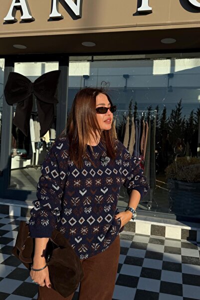 ELVAN TOLON سترة ذات طابع العام الجديد باللون الأزرق الداكن