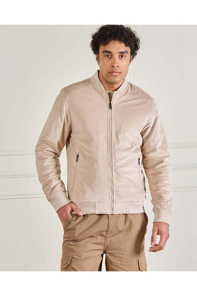 REDTAG Men Beige Bomber Jacket
