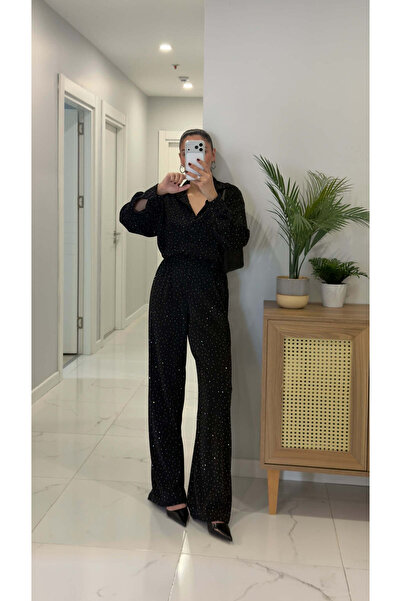 BİRCANÇİL Fedrasa Black Stone Detailed Shirt and Pants Set
