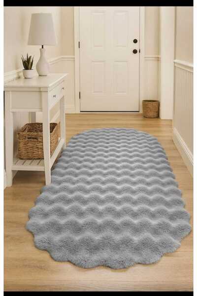 AKSU BUBBLE lux modern dekoratif yumuşak kaymaz taban peluş antre mutfak otur...