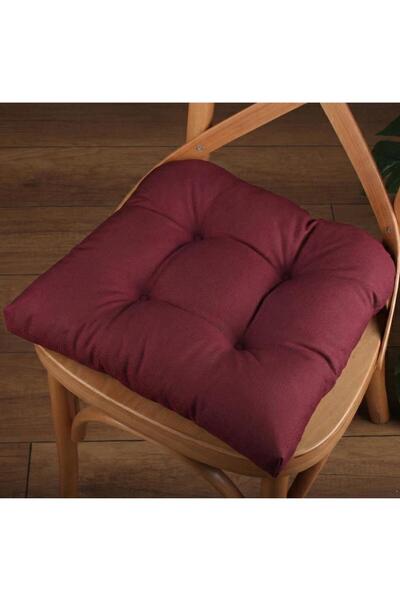 ALTINPAMUK Gold Pofidik Burgundy Chair Cushion with Special Stitched Lacing 40X40Cm