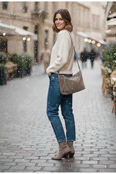 Zeynep Keskin Design New Season Genuine Leather Suede Women's Shoulder Bag