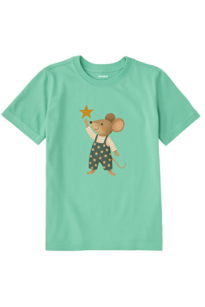 Colermi Cotton Fabric Children's T-Shirt – Starreaching Mouse Printed T-Shirt
