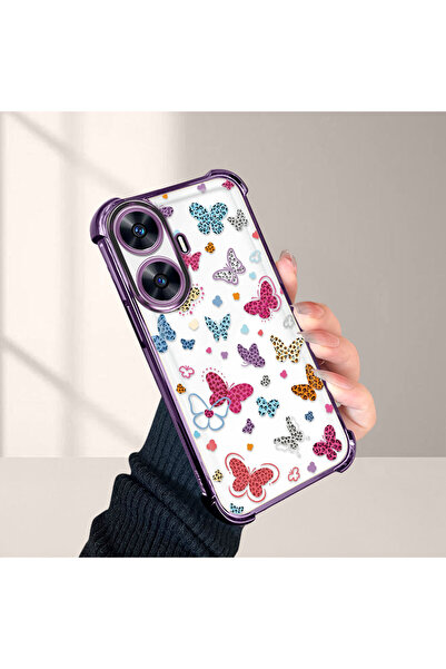 ucuc حافظة حماية من السيليكون الشفاف المتوافقة مع Realme C55 بأنماط الفراشة