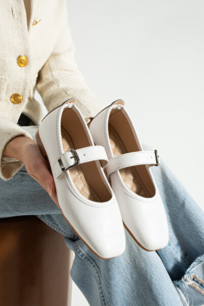 topukludünyası Wide Buckle Daily Wear Women's Ballerinas