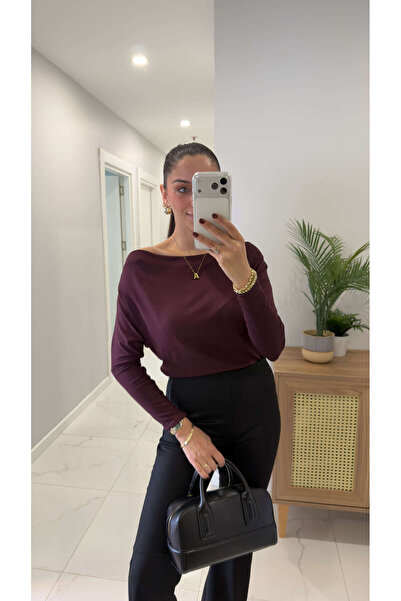 BİRCANÇİL Md Core Plum Boat Neck Blouse