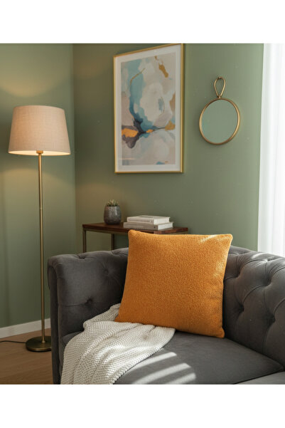 Boucle Buklet Hardal 2'li Kırlent Kılıfı