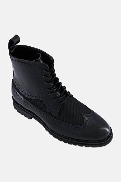 Dkny Men Lace up Rubber Sole Wingtip Boots , Black
