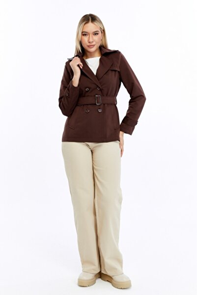 Jamila Crop Mevsimlik Kadın Trençkot